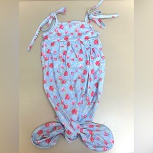 Floral Blue Kids Knotted Gown